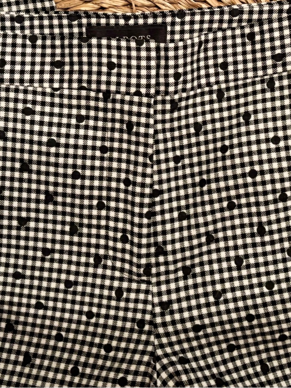 Talbots Women's Size 10 Black and White Gingham Polka Dot Pants
